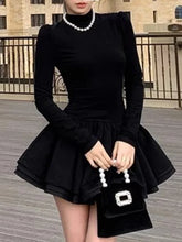 BXOXO party look inspos Winter Hepburn Party Mini Dress Women Patchwork Black Slim Vintage Mini Dress Female Korean Fashion Elegant One Piece Dress 2025